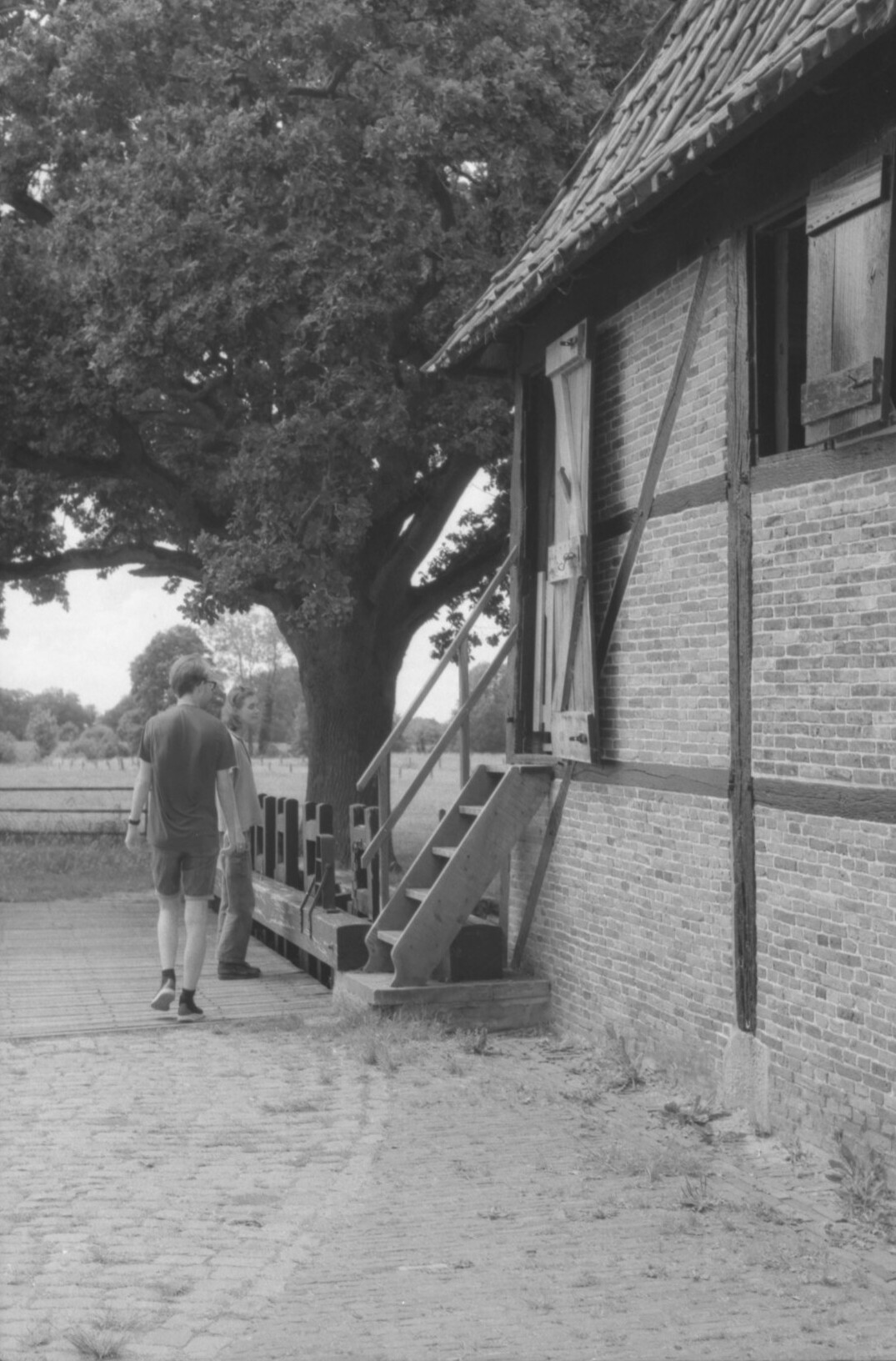 person exploring old house