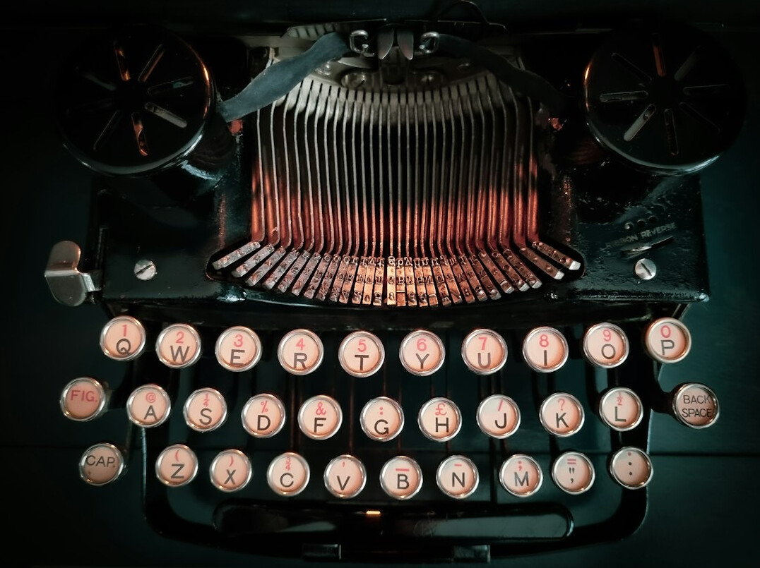 mystery writer typing