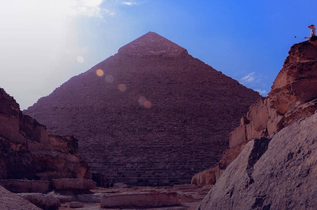 ancient egypt pyramids at sunset